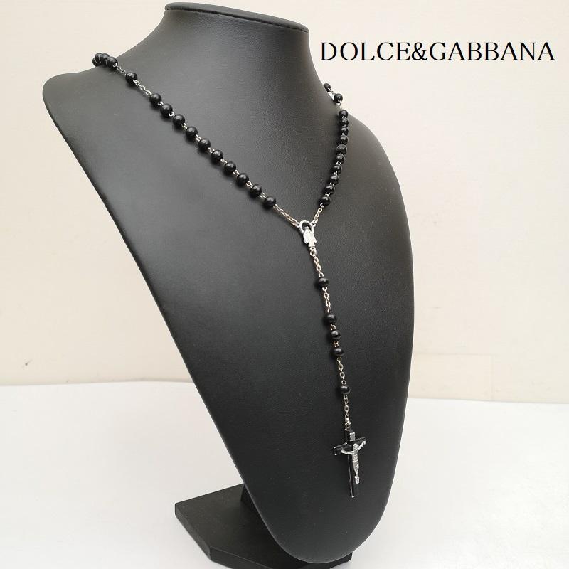 【希少 ✨】ドルチェ&ガッバーナ ロザリオ ネックレス ブラックビーズ 箱付 ドルチェアンドガッバーナ ロザリオ 十字架 クロス ブラック ビーズ