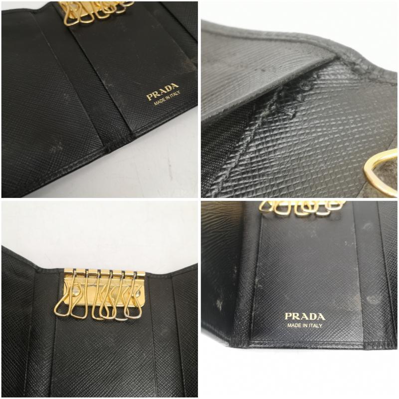 【美品】PRADA プラダ 財布 ケース 三角ロゴ ゴールド金具 レザー プラダ 三角 プレート ゴールド 金具 6連 キーケース - 50149723