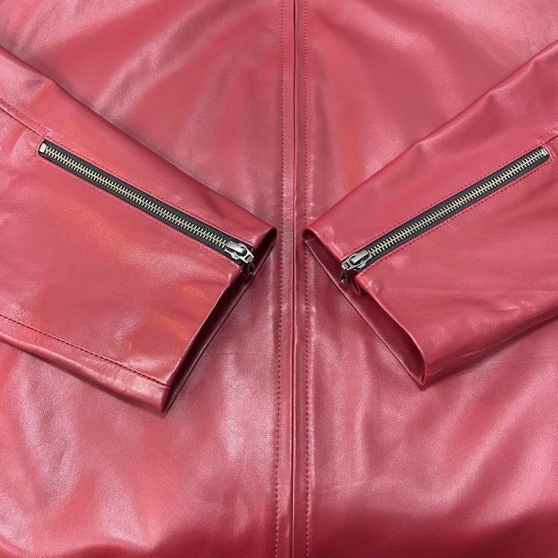 本革レザージャケット えんじ色赤レッド ヴィンテージ90sブルゾン短丈