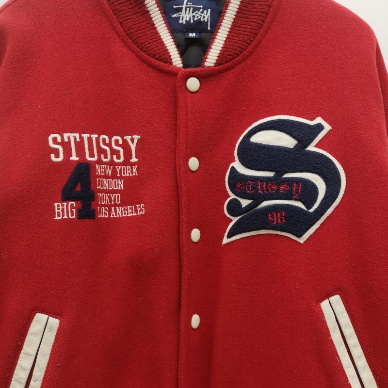 ステューシー 98年 USA製 OLD BIG 4 JACKET ビッグ4 袖革 スタジャン M