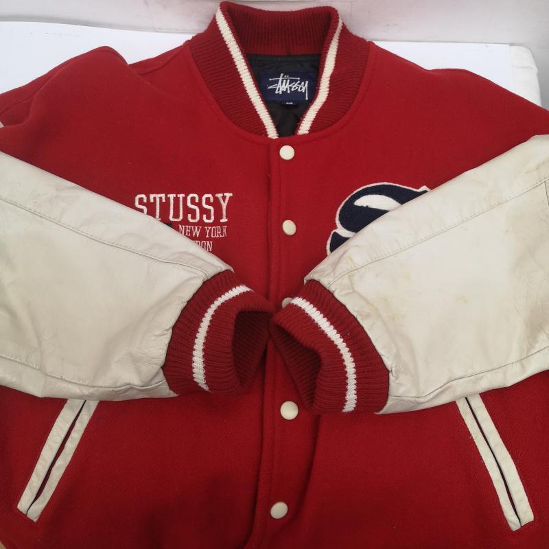 ステューシー 98年 USA製 OLD BIG 4 JACKET ビッグ4 袖革 スタジャン M