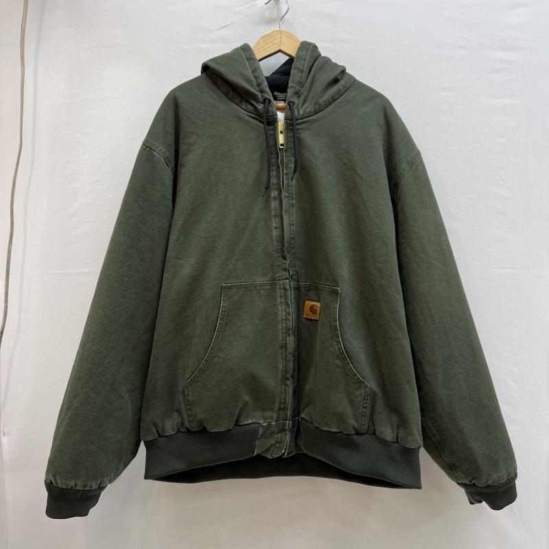 00s USA生地モスグリーン カーハート アクティブジャケット ダックXL カーハート 00s アクティブジャケット ワーク ダック キルティング