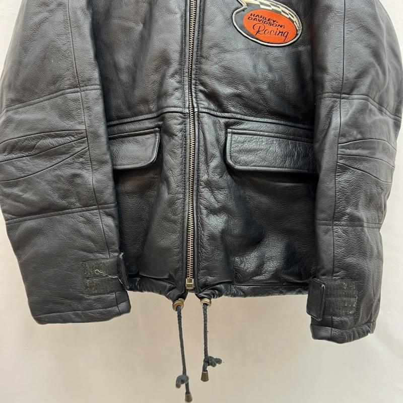 HARLEYDAVIDSON レザーダウンジャケット　本革レザー　黒　L相当 ハーレーダビッドソン オールレザー ダウンジャケット L 50149996