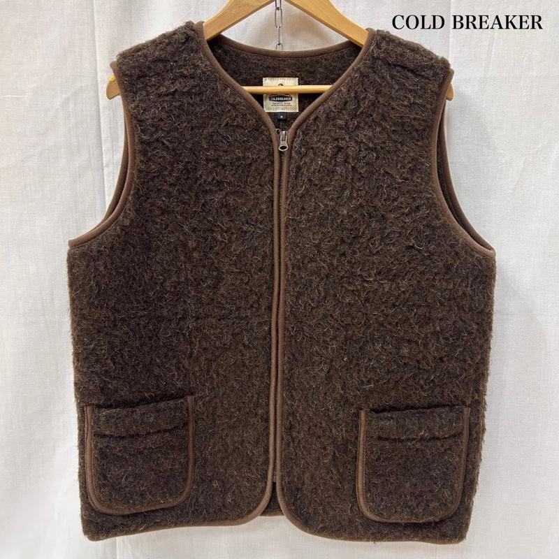 コールドブレーカー ウールベスト ボアベスト ノーカラーベスト M