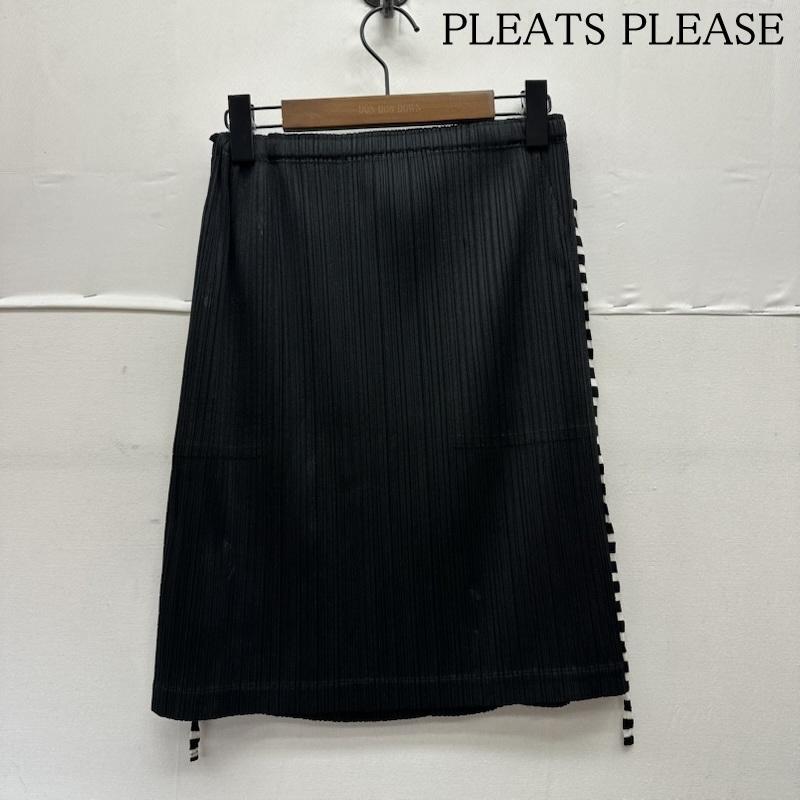【美品】 プリーツプリーズ サイドライン ギザギザカット スカート 黒 1 プリーツプリーズ ISSEY MIYAKE サイド ライン プリーツ スカート PP01