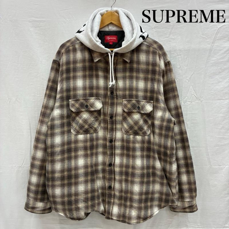 シュプリーム 21AW Hooded Flannel Zip Up Shirt ジップアップ