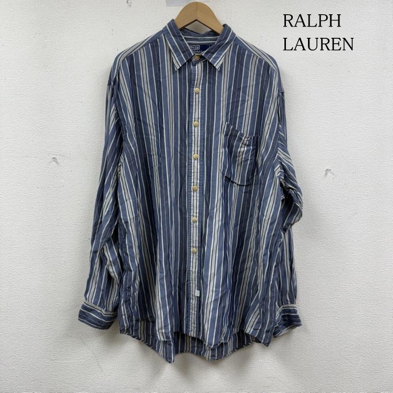 【美品】Polo Ralph Lauren ストライプリネンシャツ 長袖 ポロバイラルフローレン ストライプシャツ長袖 シャツ XL 50150685