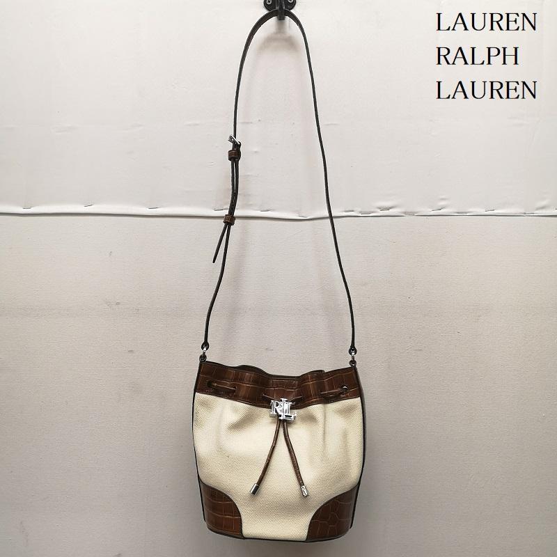 ローレンラルフローレン 2way 巾着 ショルダー バッグ 型押し