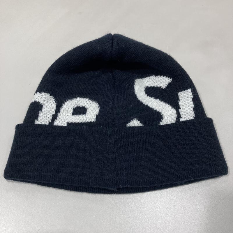 シュプリーム ビーニー ニット帽 ビックロゴ アクリル100% ブラック