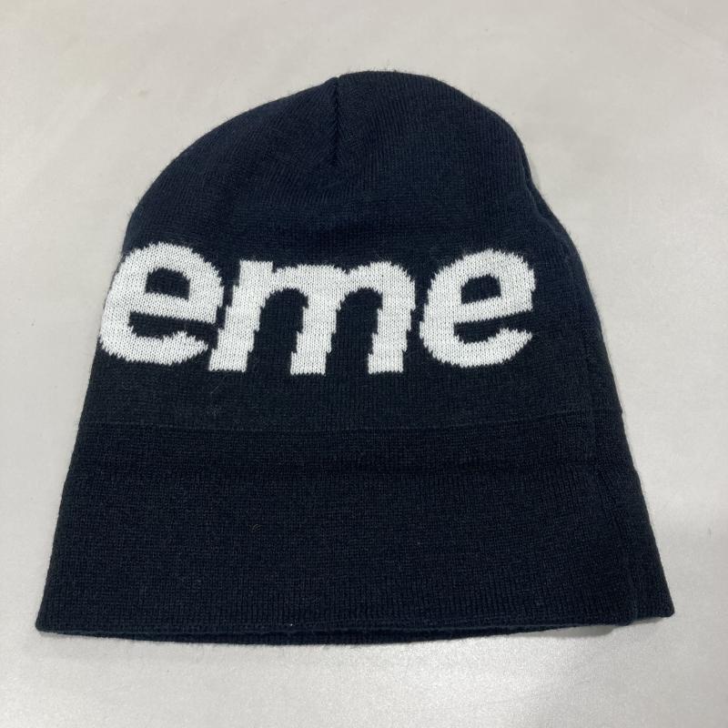 Supreme 黒 ニット帽 100%アクリル シュプリーム ビーニー ニット帽 ビックロゴ アクリル100% ブラック