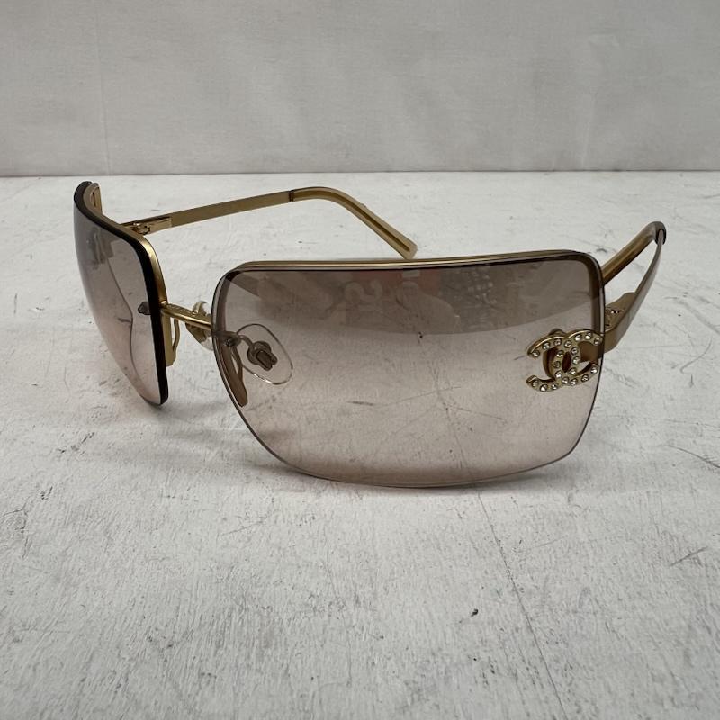 美品 CHANEL直営購入 ラインストーン サングラス　ギャランティー付き シャネル サングラス 4092-B リムレス ココマーク ラインストーン