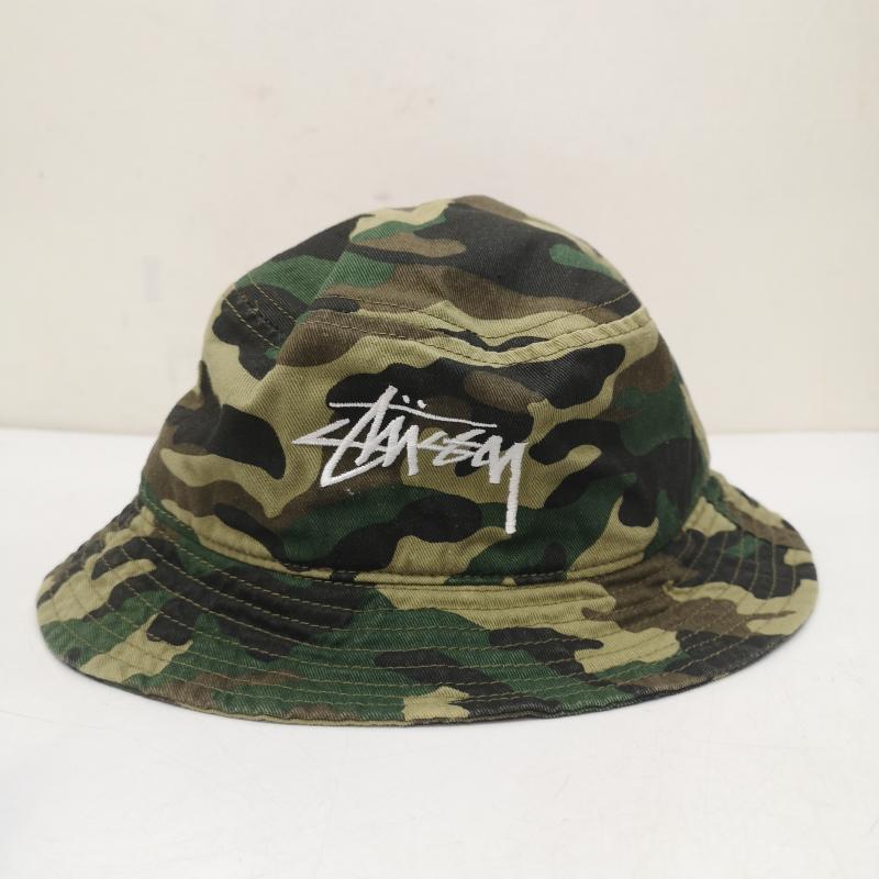 ステューシー ストック ロゴ 刺〓 迷彩 バケット ハット キッズ 子供