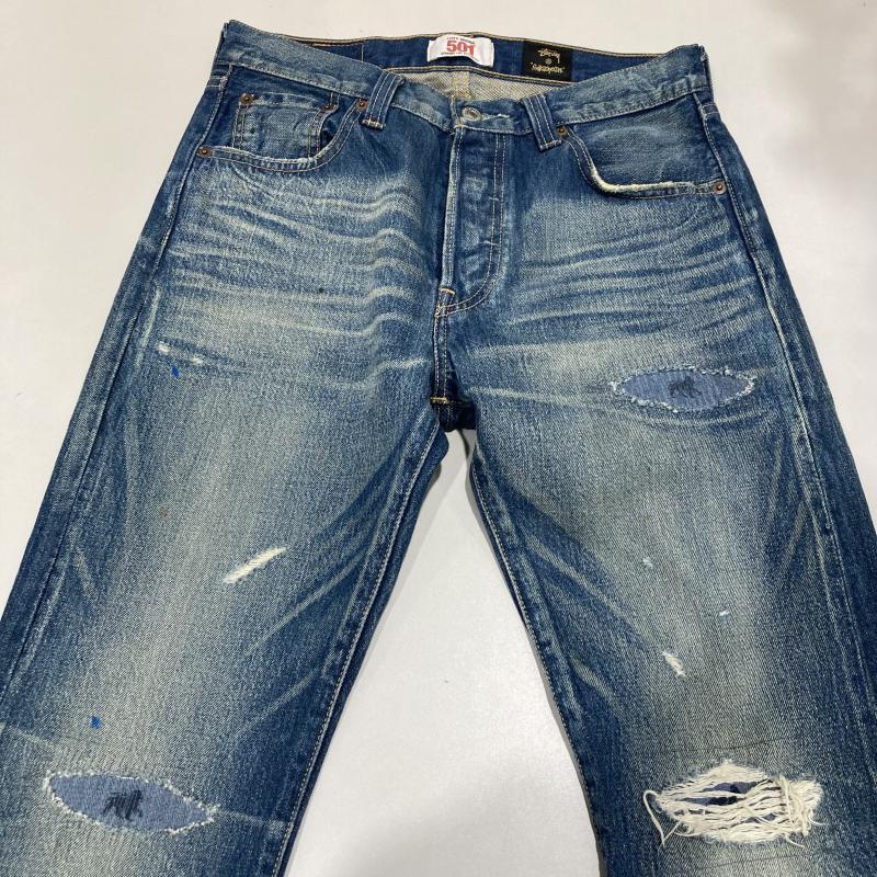 ステューシー リーバイス 501 ダメージ加工 ブルー デニム ジーンズ