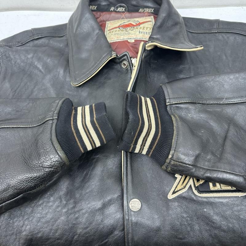 アヴィレックス 90s 龍 刺繍 バーシティ レザー ジャケット XL