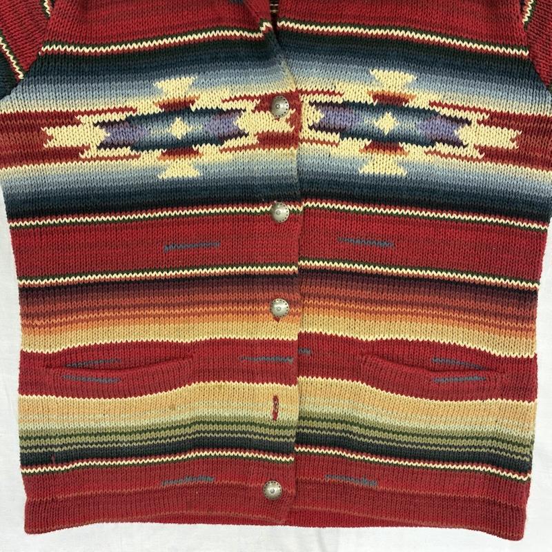 ローレンラルフローレン ネイティブ ボーダー ハンドニット ショール