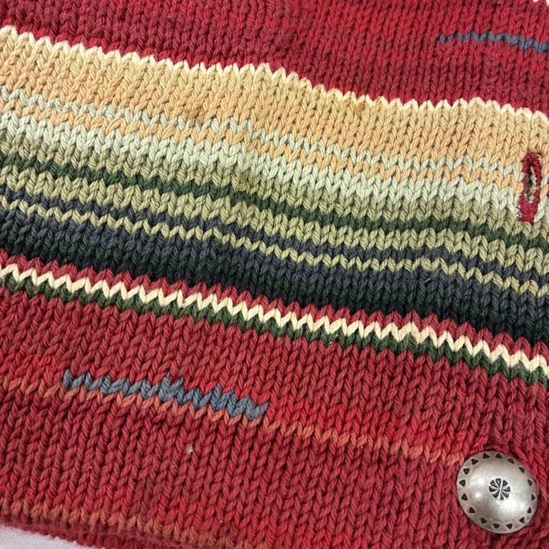 ローレンラルフローレン ネイティブ ボーダー ハンドニット ショール