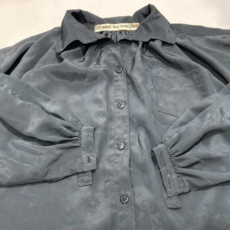 コムデギャルソン オールド 開襟シャツワンピース 長袖 花柄 黒