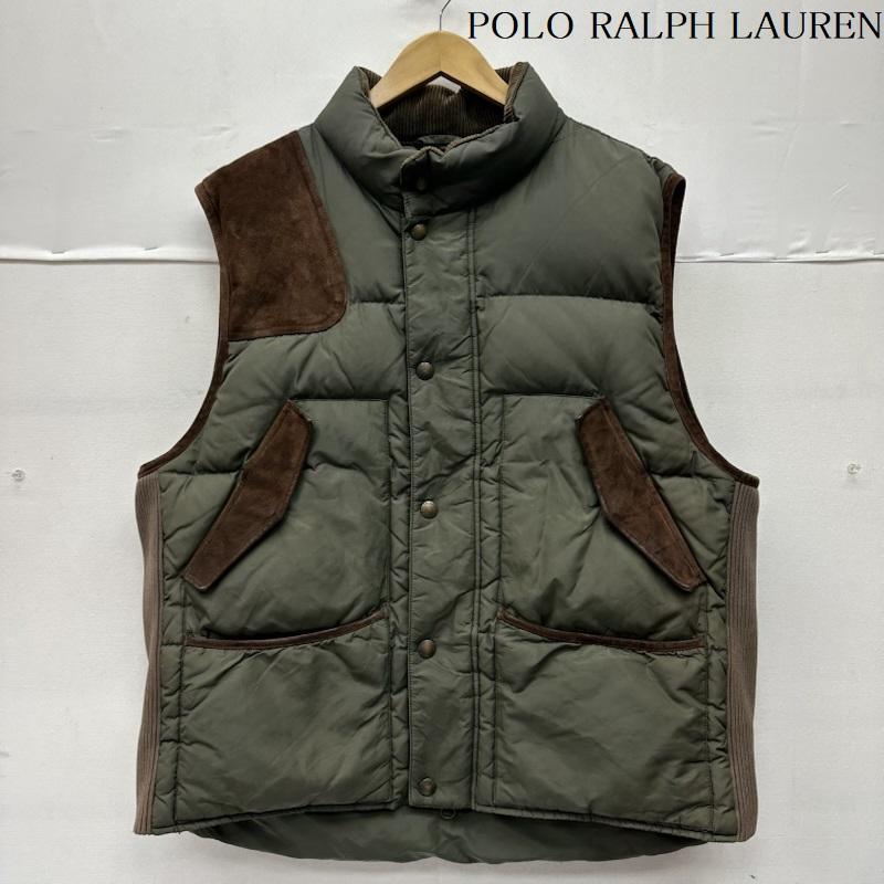 ポロラルフローレン 90s レザー 切替 ダウン ベスト 3L 50152535