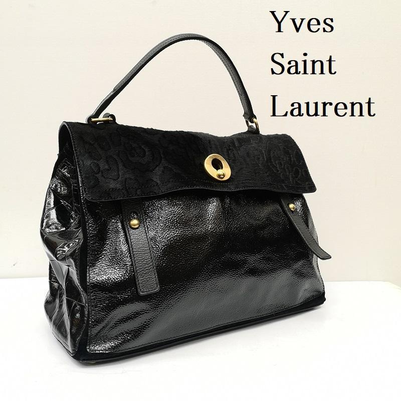 イヴサンローラン MUSE TWO ミューズトゥ ハラコ パテント レザー