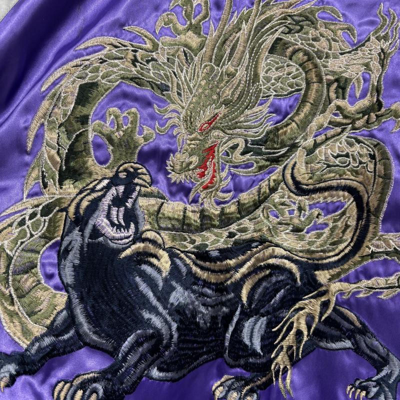 ホシヒメ 星姫 スカジャン 龍 黒豹 刺繍 日本製 本格刺繍 ドラゴン LL