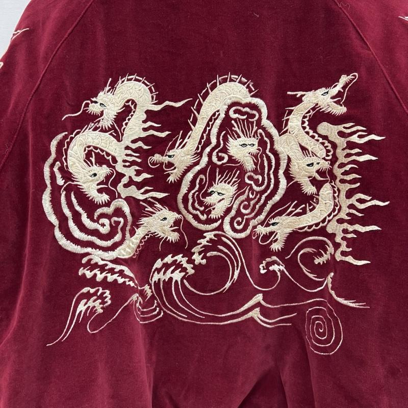 ヴィンテージ 80s-90s 龍 虎 刺繍 別珍 リバーシブル スカジャン