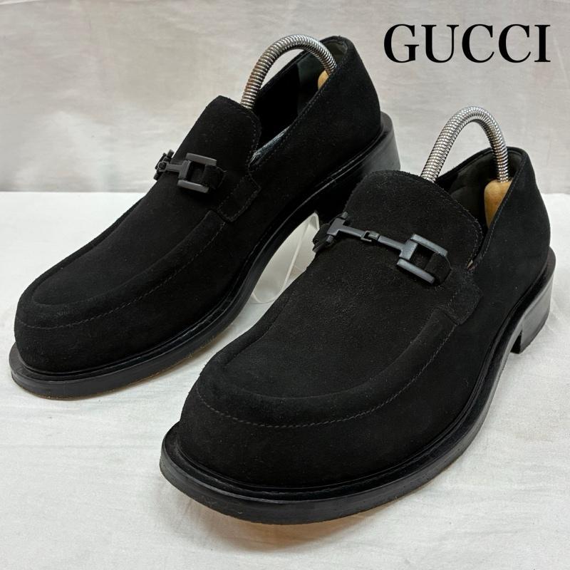 GUCCI（グッチ） 110 1470 オールブラック スエード ビット ローファー 