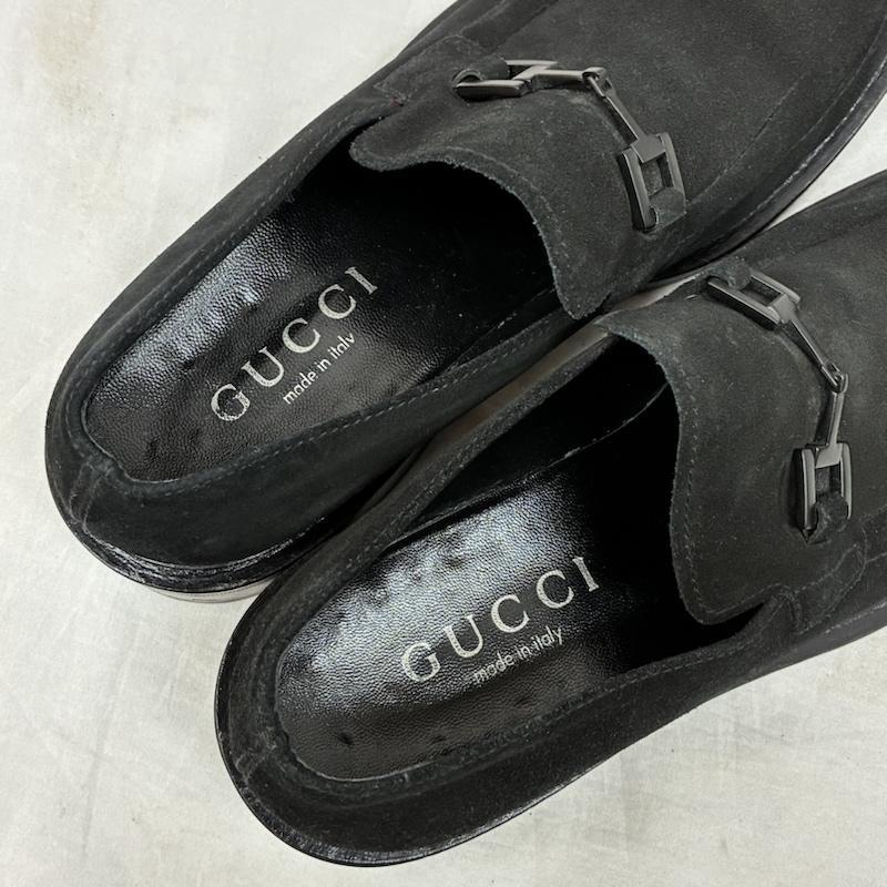 GUCCI（グッチ） 110 1470 オールブラック スエード ビット ローファー 
