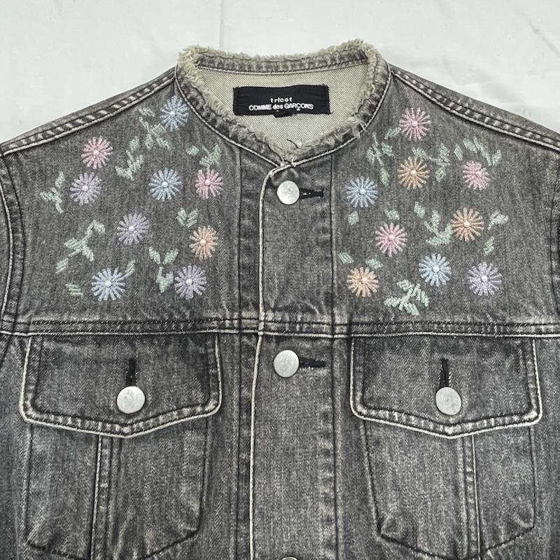 コムデギャルソン tricot トリコ ブラック デニム ジャケット ビーズ