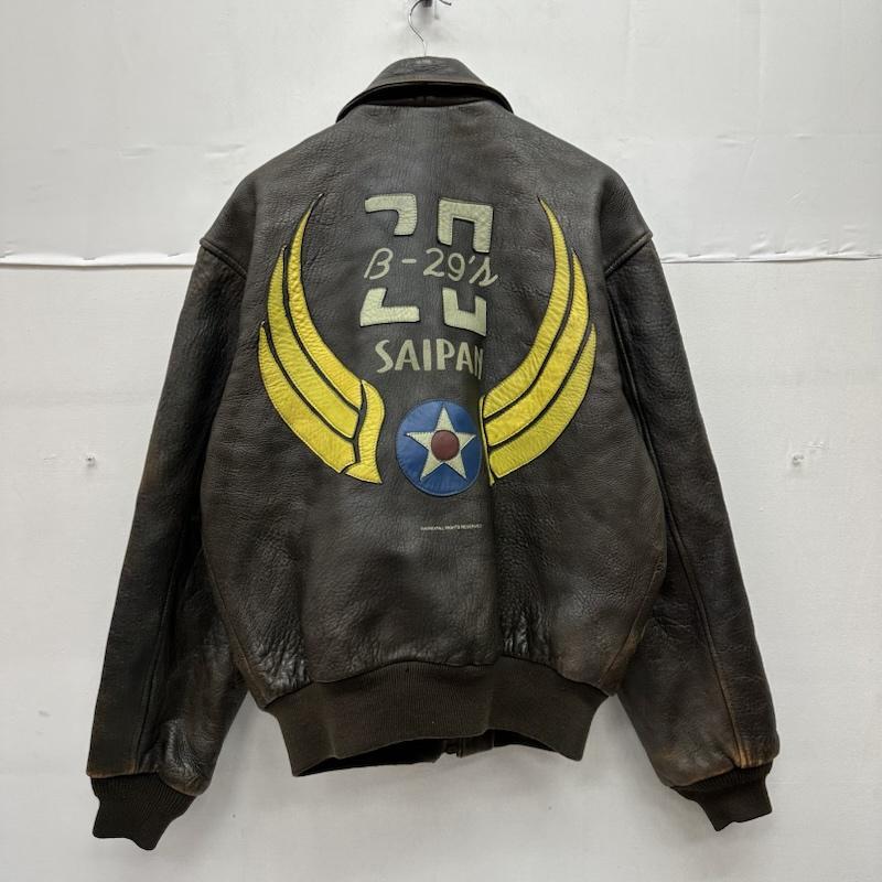 XL相当 90s AVIREX A-2 レザージャケット 星条旗 ブルゾン アヴィレックス A-2 フライト レザー ジャケット 1978-01 b-29 S