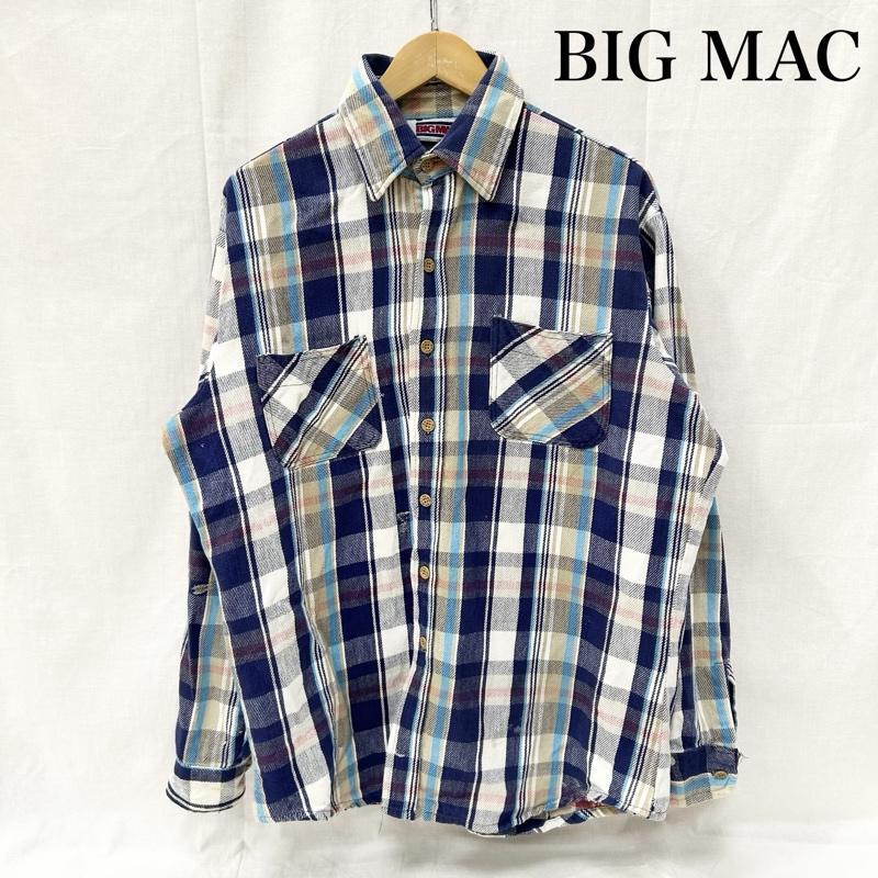 ビックマック 80s USA製 Vintage チェック柄 ネルシャツ blue×beige L 