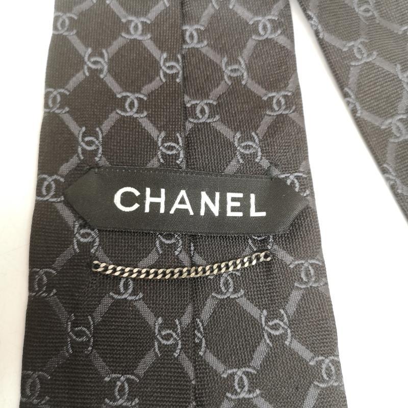 【美品】シャネル ネクタイ ココマーク チェーン シルク ハイブランド CHANEL - CHANEL シャネル ネクタイ シルク チェーン柄 ココマーク 紺