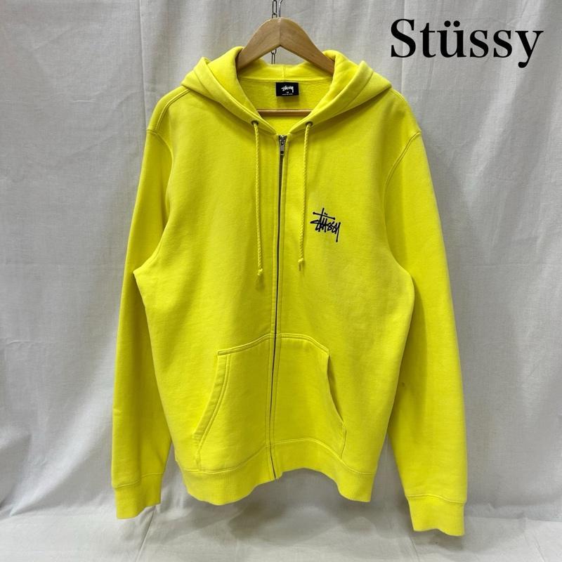 ●STUSSY ステューシー　メンズ　ライトイエロー　ジップアップパーカー　M ステューシー ロゴプリント フルジップフーディー パーカー yellow M