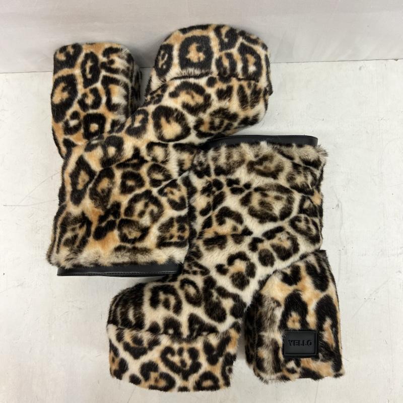 古着 YELLO イエロ MINKY SHORT BOOTS レオパード 厚底 ブーツ M