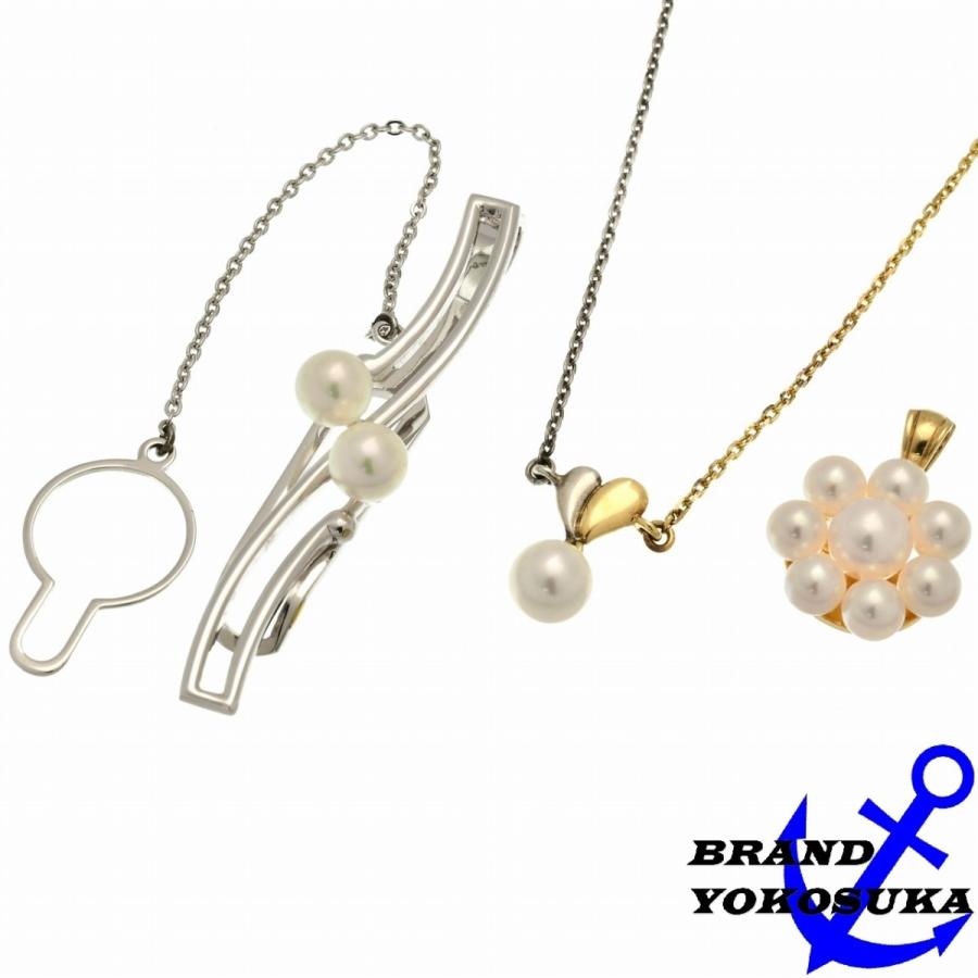 827 MIKIMOTO ミキモト K18YG SV パール ブレスレット SV パール ネクタイピン K18YG パール ペンダントトップ