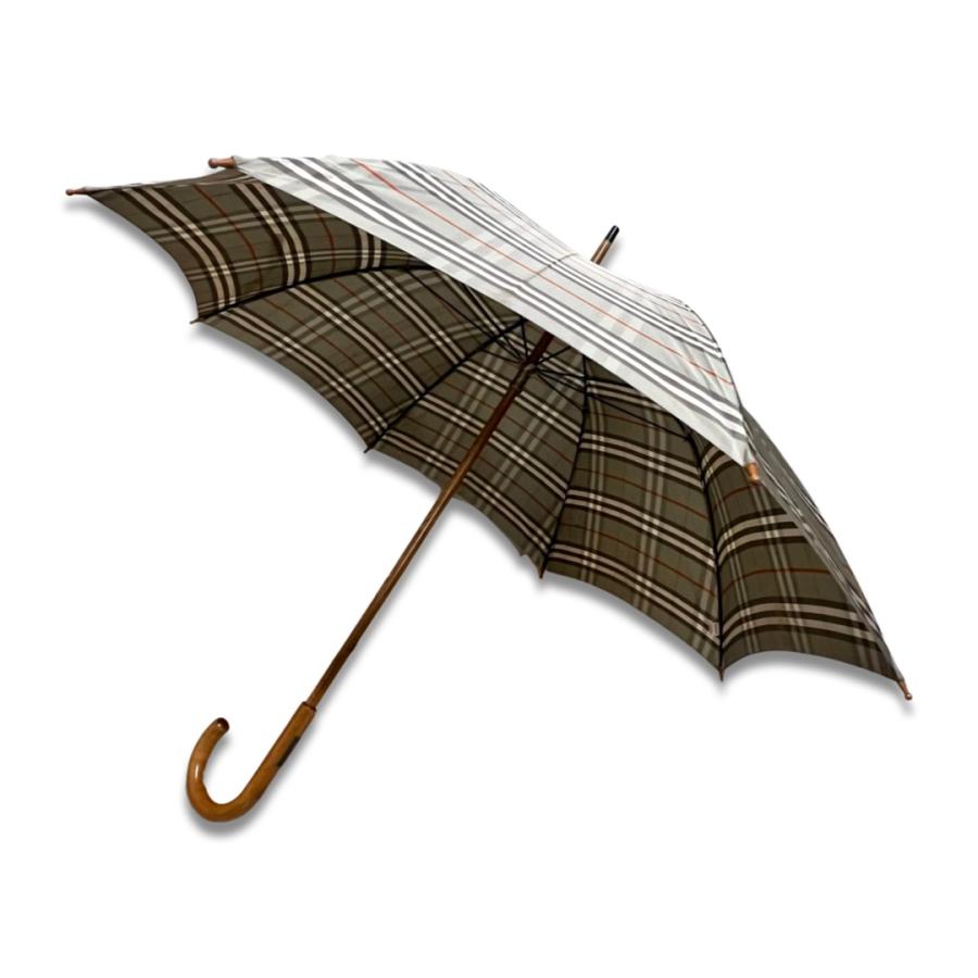 Burberry バーバリー ヴィンテージチェック柄 雨傘 アンブレラ グレー ウッド 木製 ハンドル :bra008:Bran Heart