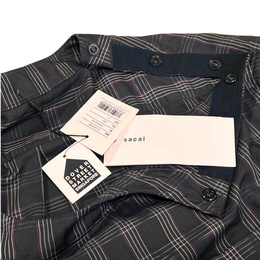sacai サカイ 2022SS チェック柄 半袖 Tシャツ size 3 ブラック メンズ 