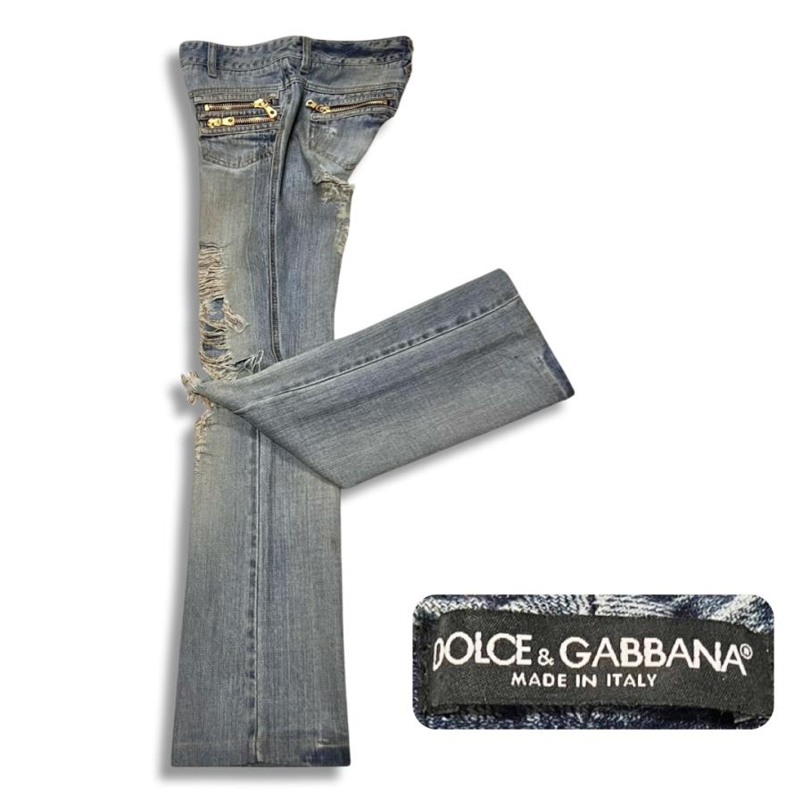 D&G ドルチェ&ガッバーナ ダメージリペア加工 パッチワーク風 デニム D&G ドルチェ&ガッバーナ ダメージリペア加工 パッチワーク風 デニム
