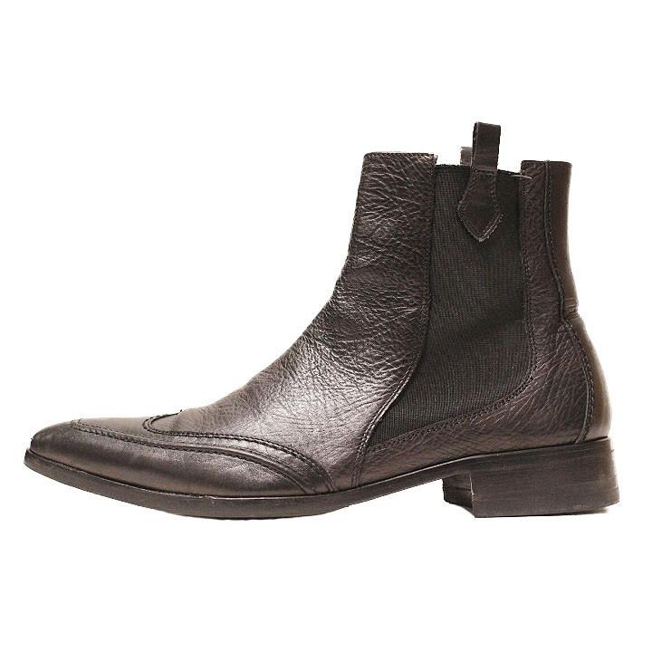 D G ドルチェ ガッバーナ ウイングチップ ブラックレザー サイドゴアブーツ Size 40 5 25 5cm メンズ Supersport Tn