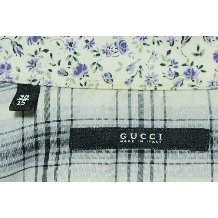 GUCCI グッチ 花柄 チェック 長袖 カジュアル ウエスタン シャツ 