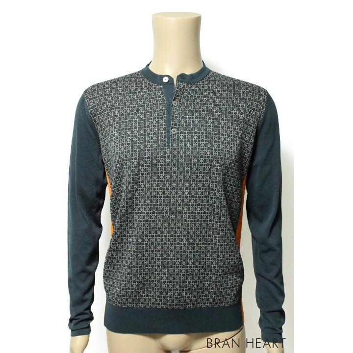HERMES エルメス H柄 ニット セーター 長袖 ネイビーオレンジ size XS 