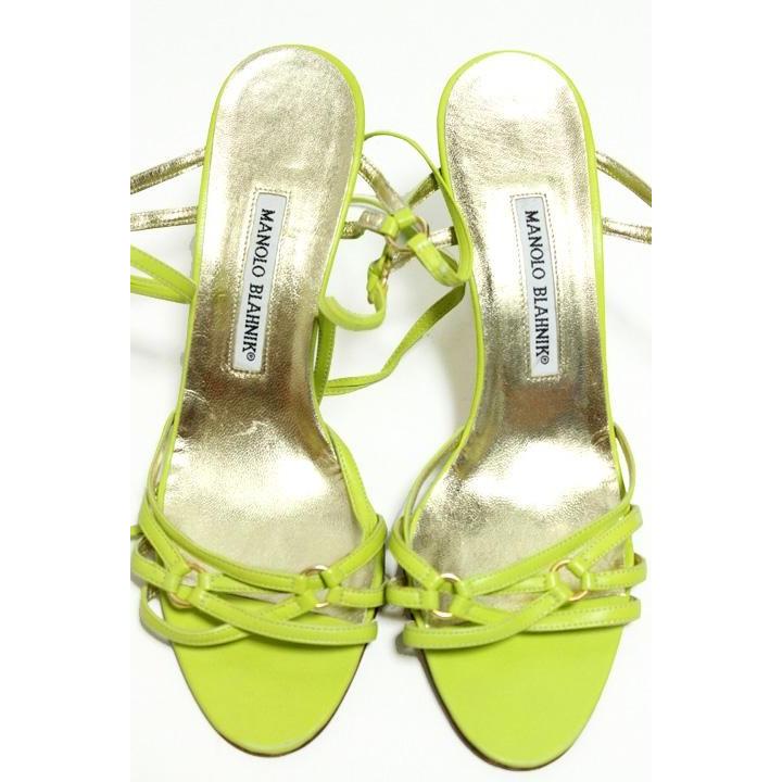 マノロブラニクサンダルレースアップ ピンヒール レザー イタリア製 39 1/2