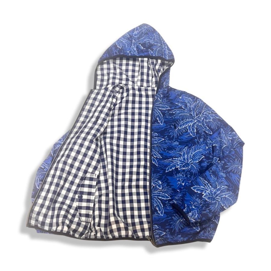 ラルフローレン麻100％ブルゾンスイングトップストライプ柄ブルー美品