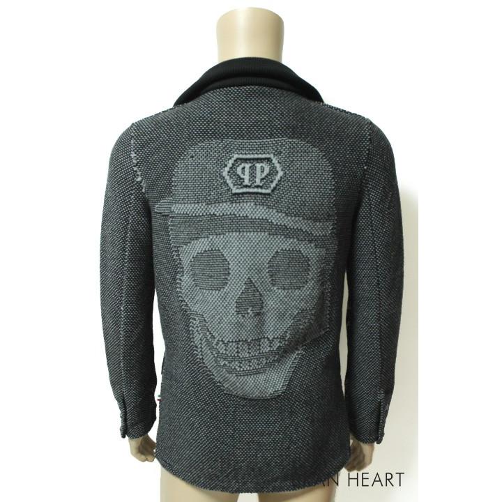 フィリップ プレイン PHILIPP PLEIN HOMME スカル ジャケット グレー 