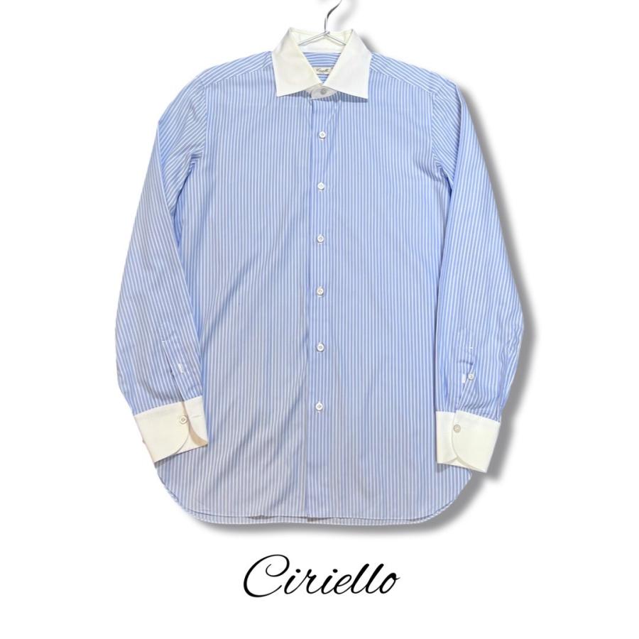 Ciriello NAPOLI チリエッロ ストライプ柄 ワイドカラー 長袖 