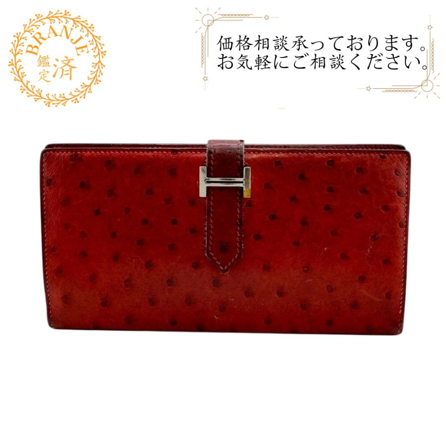 HERMES（エルメス） ベアン 長財布 レッド レディース : BRANJEヤフー 