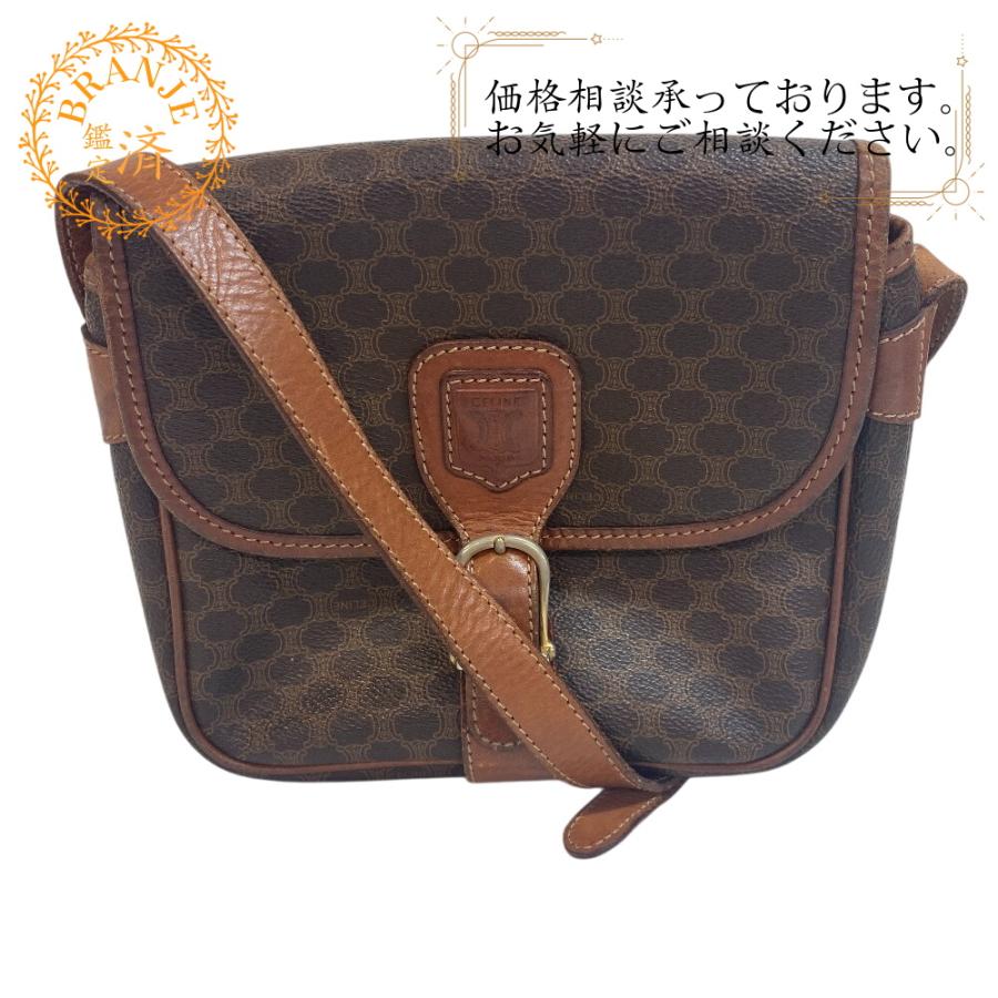 CELINE（セリーヌ） マカダム柄 ショルダーバッグ ブラウン レディース