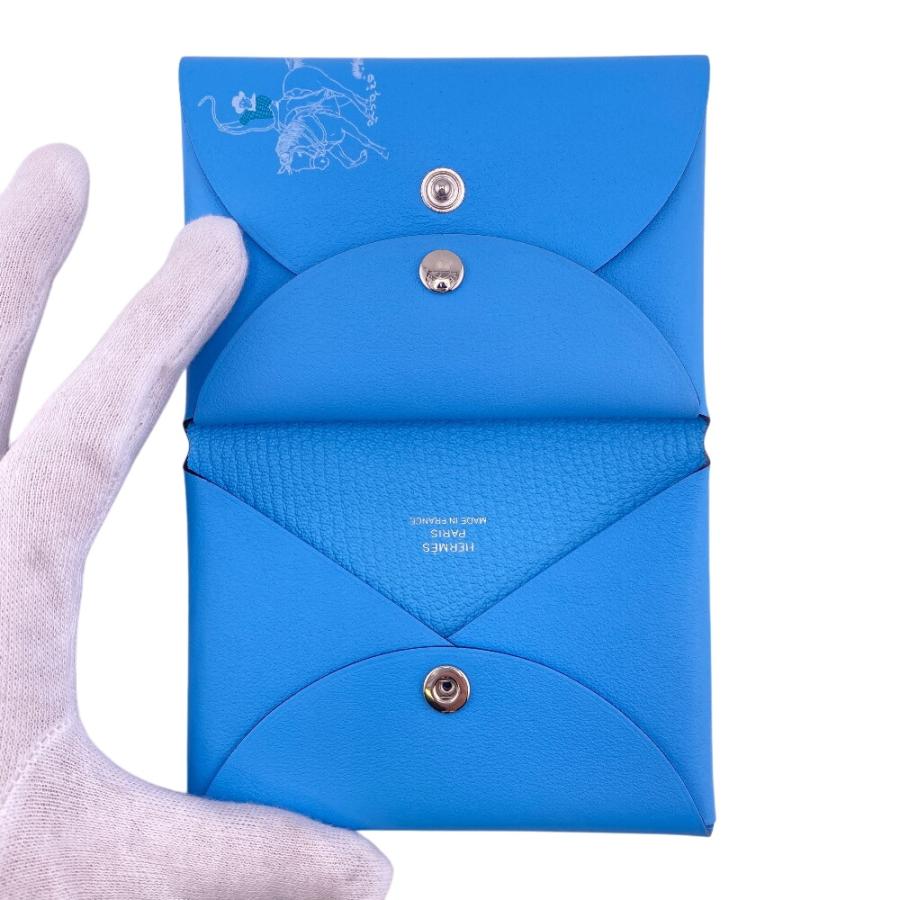 HERMES（エルメス） カルヴィ デュオ ホース柄 イヤリング ブルー 