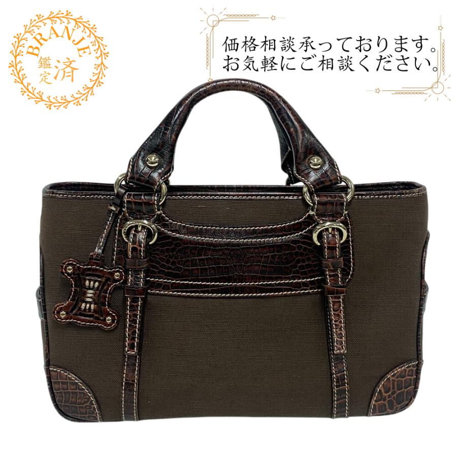 CELINE セリーヌ ブギーバッグ クロコ型押し ハンドバッグ ブラウン  