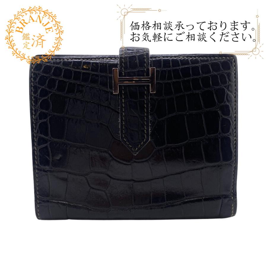 エルメス HERMES 二つ折り財布 ベアンコンパクト 2005年 ブラック