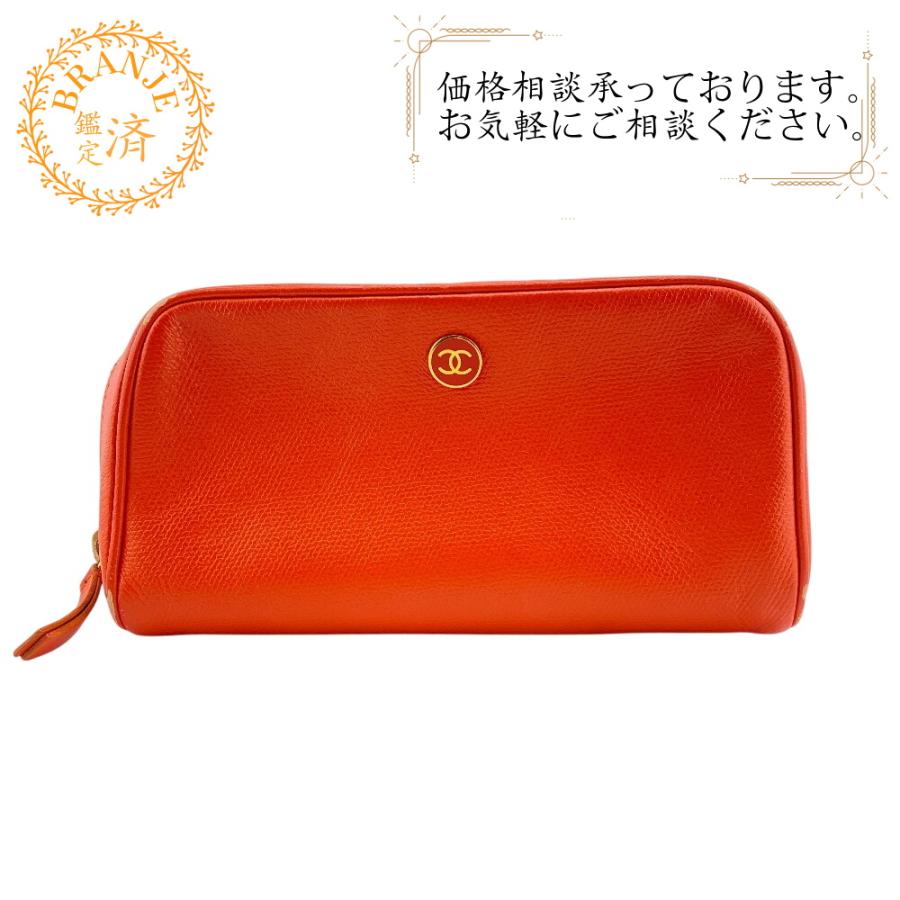 CHANEL シャネル ココボタン ポーチ オレンジ レディース : BRANJE  